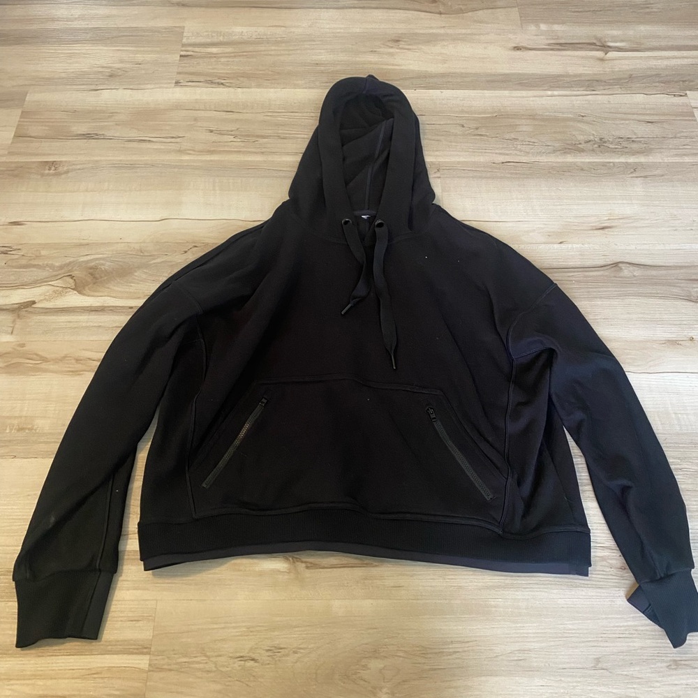 Athleta Sweater Womens Size XL Triumph Hoodie Sweatshirt Jacket Black Gym-#105 - Picture 1 of 3